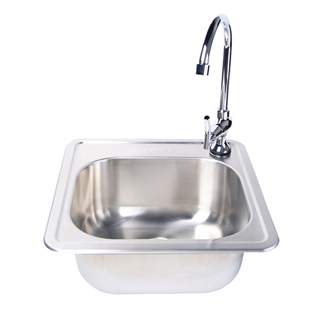 Stainless Steel Sink 15" x 15" x 6" & Faucet Set