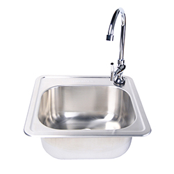 Stainless Steel Sink 15" x 15" x 6" & Faucet Set