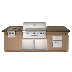 American Outdoor Grill 790 Pre Fabricated Island With Double Drawer Cut-out (Island Only) - Smoke Granite Counter Top